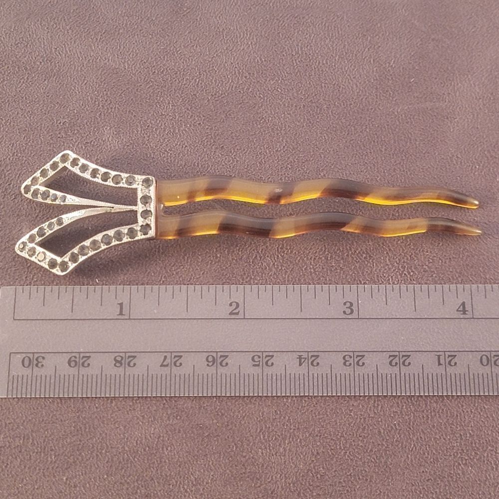 Antique 1920's Art Deco Fishson Silverite Hair Pin - Picture 6 of 8